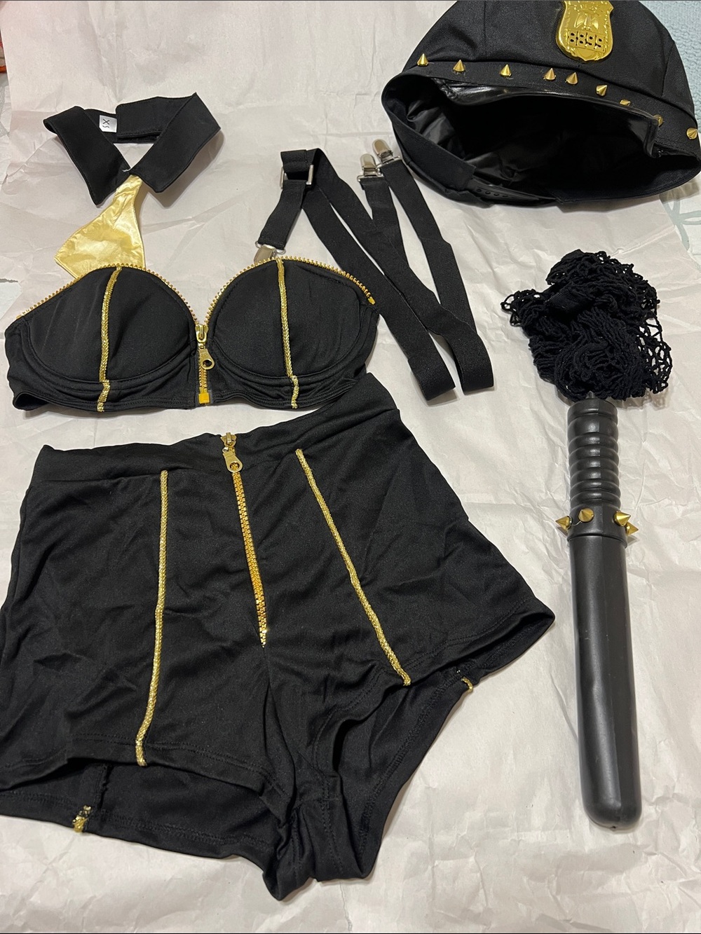 Starline Woman’s Undercover Cop Set up in Black Costume - XS fishnet stockings